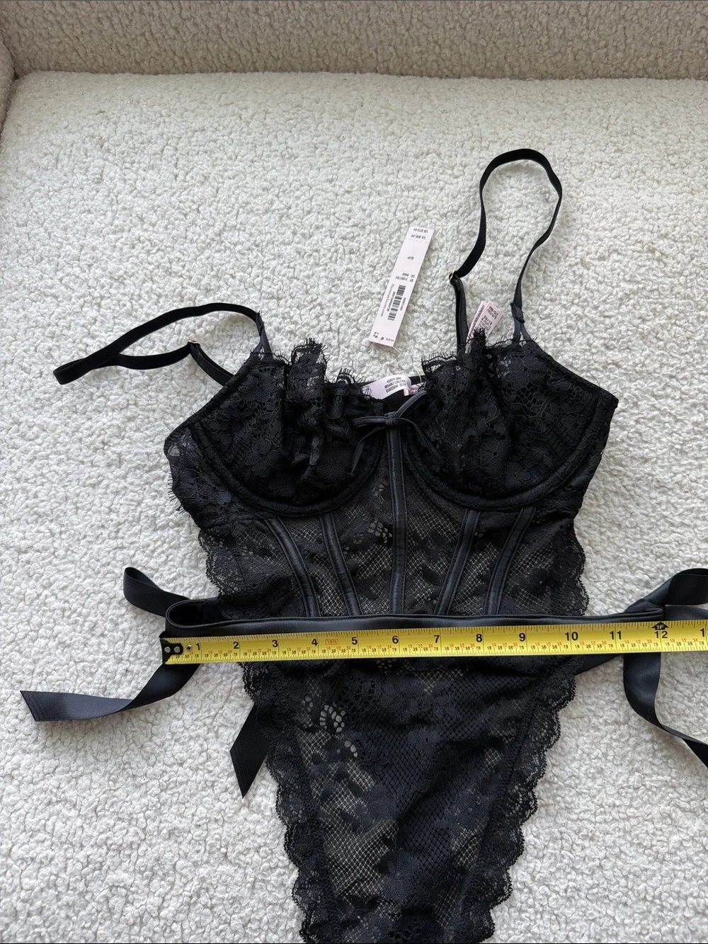 Victoria Secret Dream Angels Wicked Unlined Lace Teddy Black Size as NWT